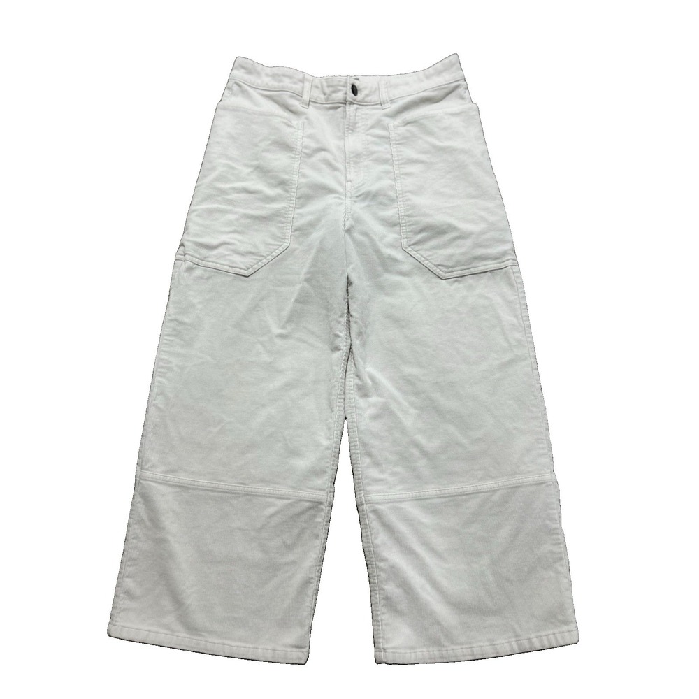 Everlane Women's 12 Gardener Wide-Leg Cropped Winter White Corduroy Pants
